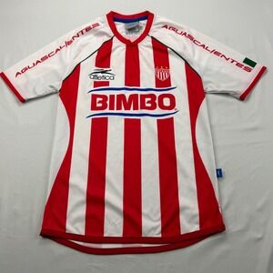 Atletica Club Necaxa Soccer Jersey Kids Size 10 Red White Bimbo Victoria Sponsor
